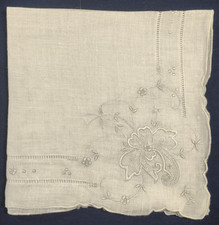 Vtg Hankies 11x11 white on white design 26OTJS H453