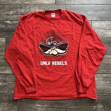 Y2K UNLV RUNNIN REBELS RED LONG SLEEVE LOGO T-SHIRT SZ XXL COLLEGE PROMO