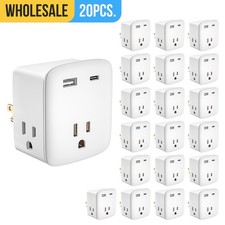 Wall Outlet Extender Splitter, with 3 AC Outlets and 2 USB, To Cruise Ships