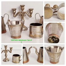 Vintage Miniature Metal Tea Coffee Set Candelabra Decorative Non Magnetic