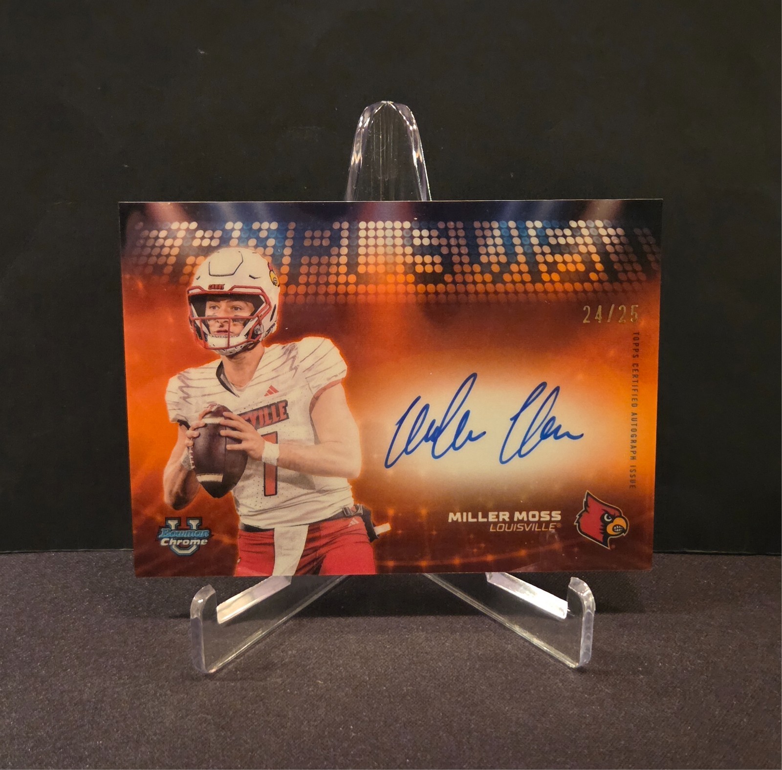 2025 Bowman Chrome U - Miller Moss - Campus Visit Orange Auto /25 - Louisville