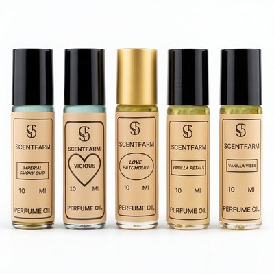 Perfume Oil Set  5x10ML , Unisex Roll-On Cologne Long Lasting Alcohol-Free