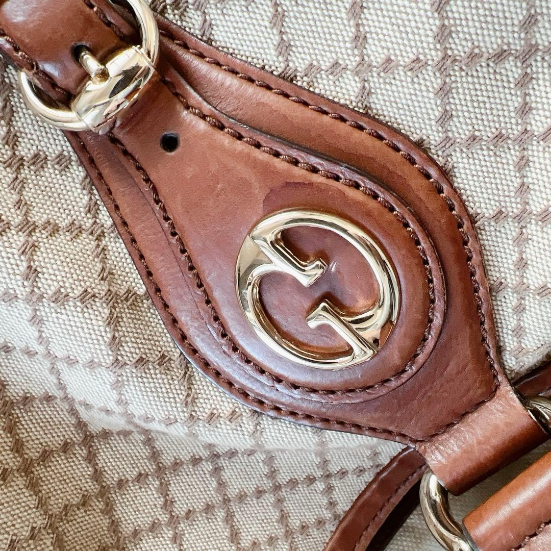 GUCCI Vintage Leather Tote Bag Large Brown with Shoulder Strap thumbnail 11