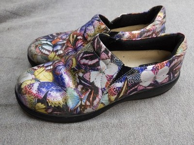 Spring Step Clog Shoes Womens 9.5 Multicolor Butterfly Leather Slip On Comfort