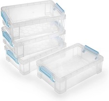 Blue, Translucent, 4 Pack Extra Large Plastic Pencil Box Stackable
