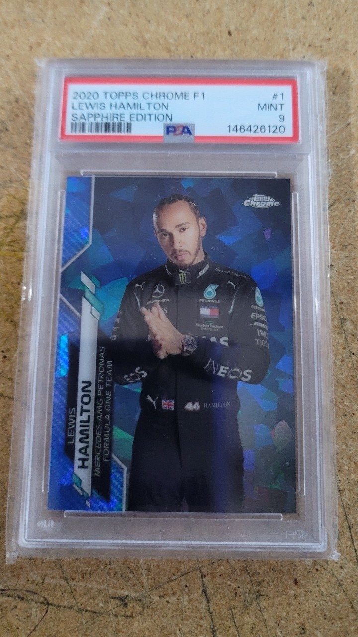 2020 Topps Chrome Sapphire Formula 1 F1 Lewis Hamilton Portrait PSA 9 1 G2U view 9