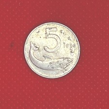 5 LIRE 1956 DELFINO - Cinque Lire REPUBBLICA ITALIANA - AUTHENTHIQUE PIECE 1956