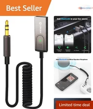 Bluetooth 5.3 to Aux Adapter for Car Speaker Home Stereo Voice Calls Music