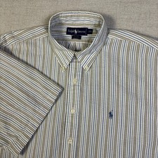 VTG Polo Ralph Lauren Mens 2XL Blaire Seersucker Button Down Shirt Striped