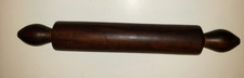 Vtg Solid Wood One Piece 17  Rolling Pin Rustic Farmhouse Kitchen Primitive Dark
