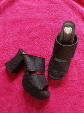 T.U.K. Black Leopard Sandal Size Women's 7 Chunky Platform Punk Rare 