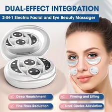 2in1 Electric Facial  Eye Beauty Massager EMS with Gel Patch Red Light Therapy