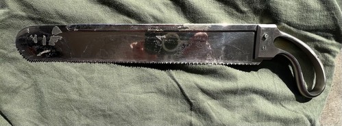 12” Bone Saw GASSELIN Paris 50’s French Military Amputation Kit SF Surgeon Laos