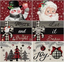 6 PCS Christmas Placemats - Xmas Trees Place Mats for As the Picture Show 