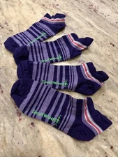 NEW Lot of 2 Smartwool Women’s Striped Ankle Socks Purple L 10-12.5 Discontinued