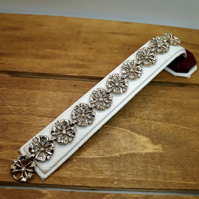 Vtg. 1950s Trifari Corp. Pat. Pend. Four Leaf Clover Rhinestone Bracelet 7''