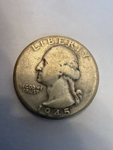 1945 George Washington Quarter Dollar 90% Silver,Circulated Philadelphia Mint