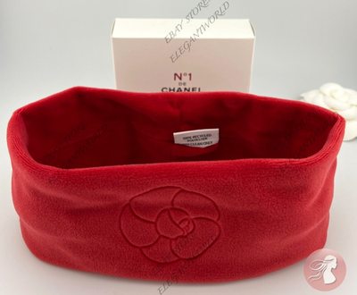 Chanel Nº1 Soft Camellia Logo Hair Band Headband Red Bath Spa