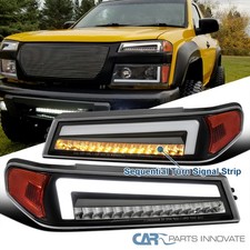 Black Fits 2004-2012 Chevy Colorado Gmc Canyon Sequential Led Tube Bumper Lights