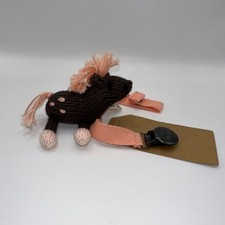 Finn Emma Organic Pacifer Clip Rattle Horse Pink Natural Wool Baby Gift