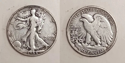 1944-S Walking Liberty Half Dollar - 90% Silver - VG to VF