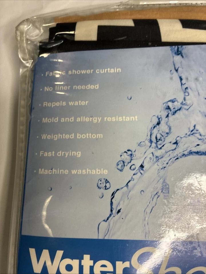 Watershed 2 in 1 Shower Curtain EKO Natural Black POLYESTER NEED NO LINER 72x72" - Image 2 of 4