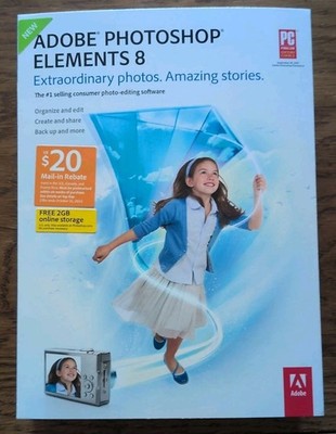 Adobe Photoshop Elements 8 Software for PC (DVD, 2009), Free Shipping