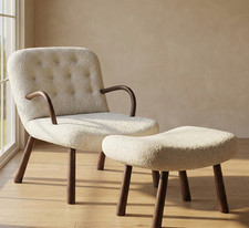 Lounge Chair White Sherpa Armchair and Footstool - Send Offer & Save