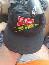 Vintage 90s Marlboro Cigarette Party Night Black OSFA Nylon Hat - RARE - NWT