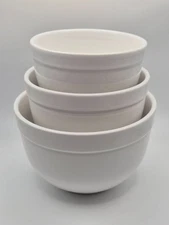 🔥 3 Crate & Barrel White Nesting Mixing Bowl Set Made in Portugal