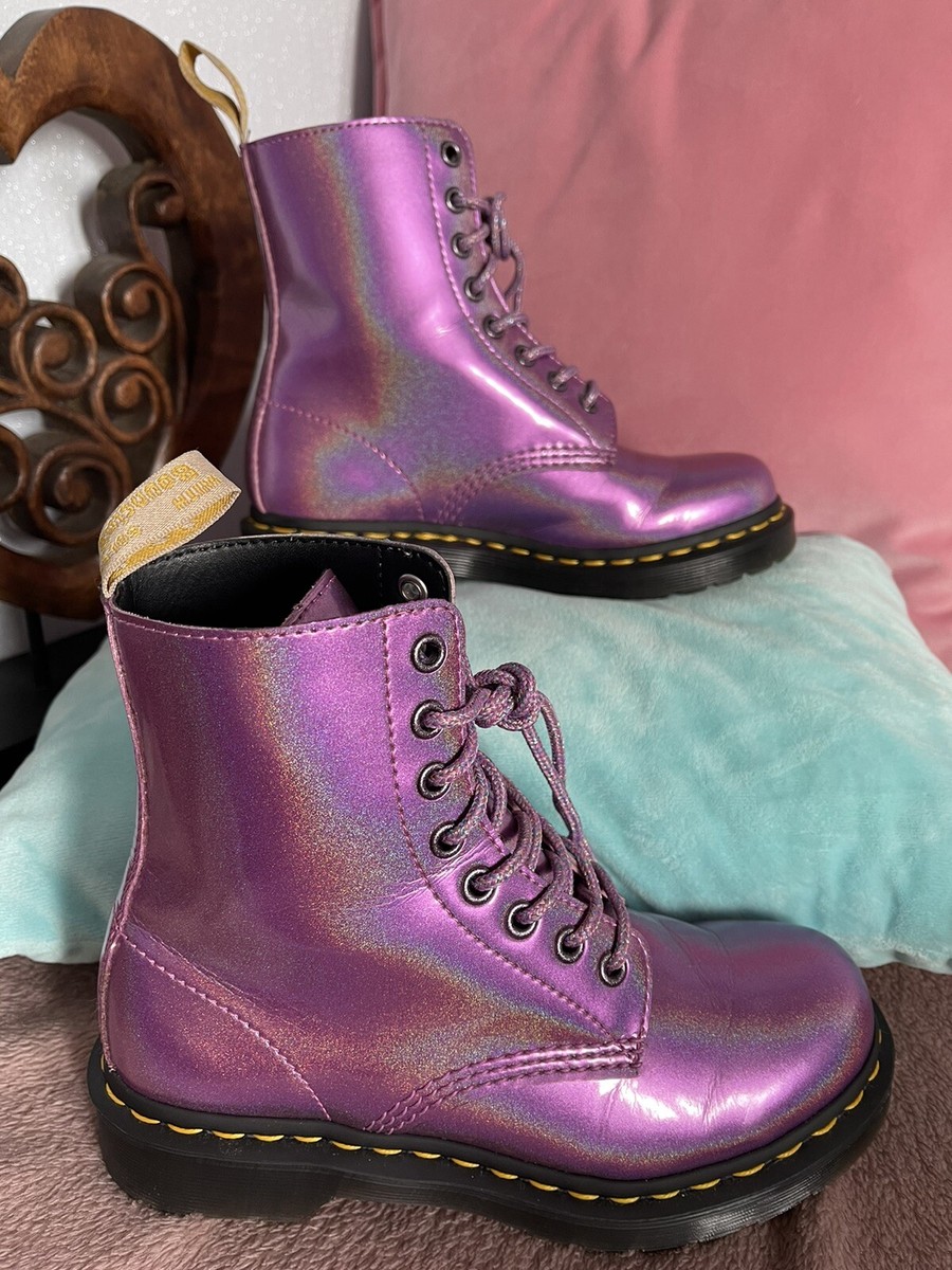 DR MARTENS Iridescent Patent Vegan Boots UK4 Stunning