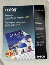 New Epson Premium Presentation Paper MATTE 8.Inches 50 Sheets S041263