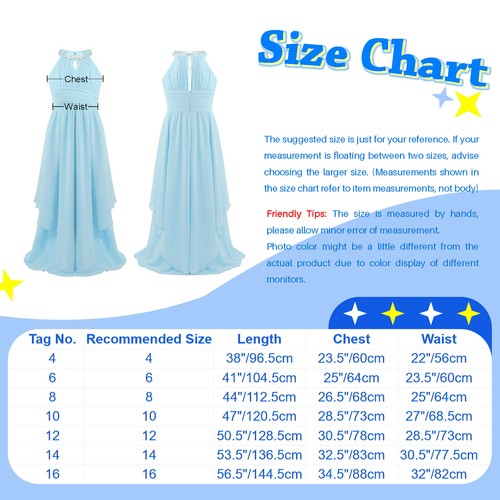 Kid Girl Halter-Neck Chiffon Bridesmaid Dress Wedding Prom Evening Long Gown - Picture 6 of 60