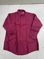 Red Kap Maroon Red Long Sleeve Button Up Work Shirt Mens Size XL
