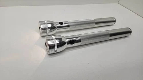 LOT of 2 Maglite Mag-Lite 4-D Cell Flashlight 15" Silver / Chrome  | USED WORKS