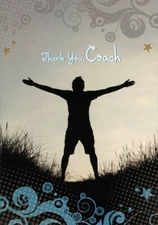 Designer Greetings Athlete Standing On Hill  Silhouette Coach Thank You Card