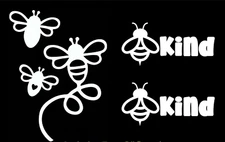 Bee Kind Three PK 5" White Vinyl Decals Window Car Truck Laptop Tumbler Tablet