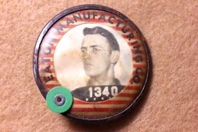 Rare Vintage Eaton Manufacturing Co Worker Photo ID Pin Back BADGE