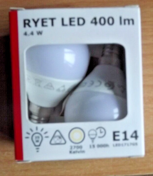 Ikea Ryet 400 Lumen 35w Low Energy LED Bulbs Box of 2 Small Screw