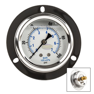 2.5'' Liquid Filled Pressure Gauge 0-100 PSI 1/4'' NPT CBM Panel Flush Mount