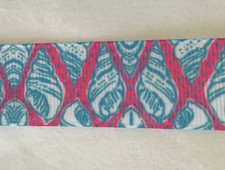 Ocean inspired Turquoise Blue sea shells palm beach pink Grosgrain ribbon 7/8"