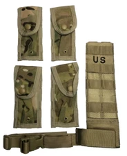 USGI MOLLE Pistolman Pocket Set OCP Multicam 4 9mm Mag Pouches Holster Extender