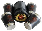 Russian Vodka Shot Glasses Set 4 x 50 ml in Case with Red Star Hat Metal Badge