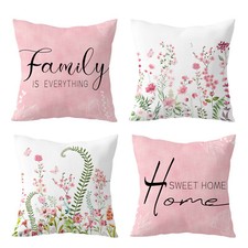 Spring Plant Floral Pink Throw Pillow Case Sofa Pillowcase Cushion Cover of 4