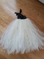 tulle black sequins flower girl dress with cream skirt size 9 10