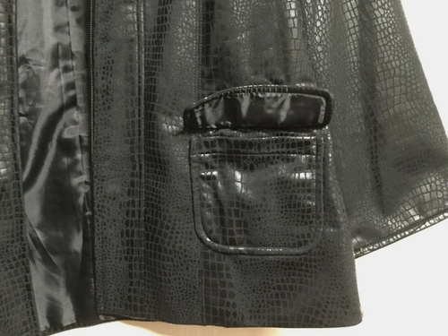 Susan Graver Women Size S Black Faux Leather Gator Blazer Jacket Zip Pockets - Picture 5 of 8