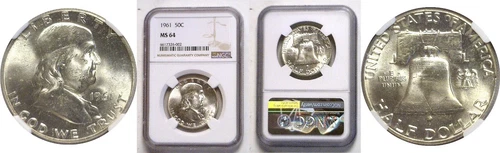 1961 50C Franklin Silver Half Dollar NGC MS 64