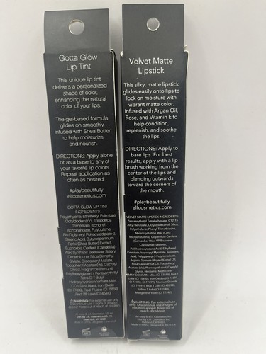 Lot Of 2 ELF Lip Colours Velvet Matte Deep Burgundy & Gotta Glow Lip Tint Berry - Picture 4 of 7