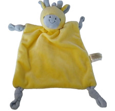 Dan Dee Yellow Giraffe Baby Lovey Security Blanket Rattle Knotted Corners Plush