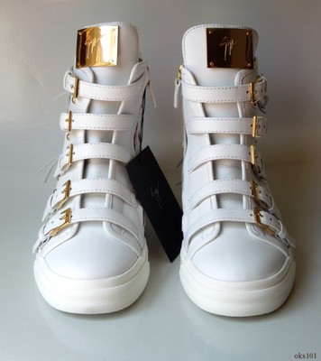 Giuseppe ZANOTTI white sneakers 39 9 FRINGE STUDS HighTop ankle